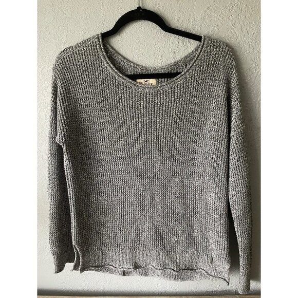 HOLLISTER WOMENS KNIT UNISEX SWEATER ROUND NECK COLOR GRAY PULLOVER SZ M - Picture 1 of 11